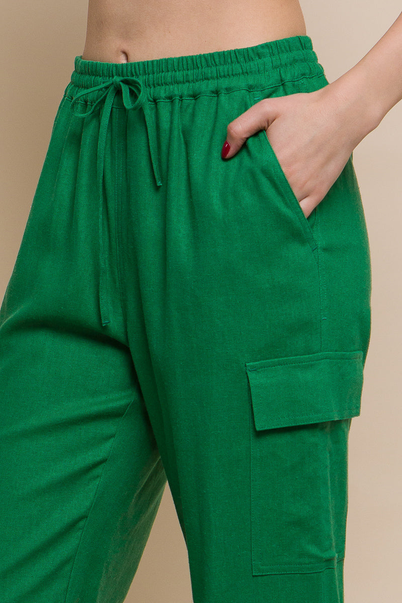 Linen Straight Leg Cargo Pants